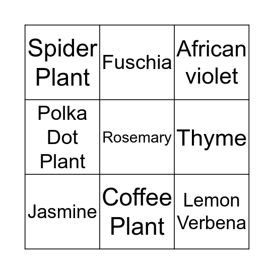Plant Fun with Mini Bingo Card