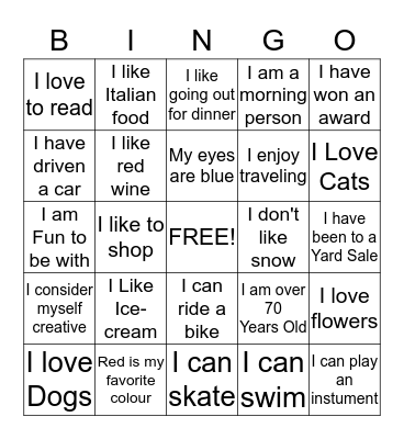 Getting to Know You Bingo! Bingo Card
