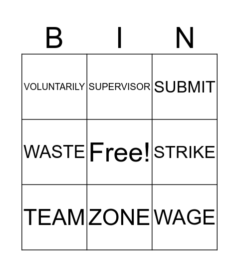 Vocab Bingo Card