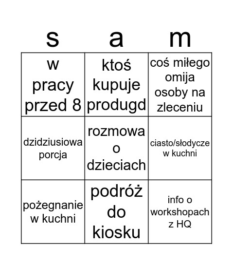 Samsi bingo 2.0 Bingo Card