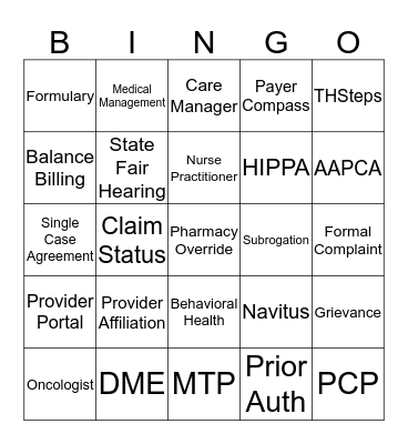 RightCare Bingo Card