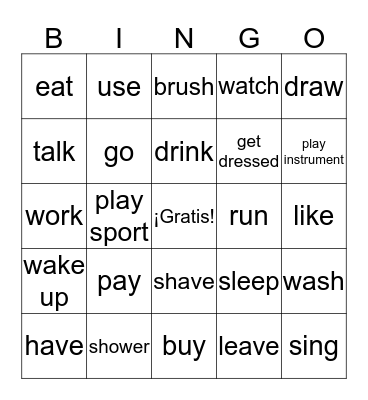 VERBOS Bingo Card