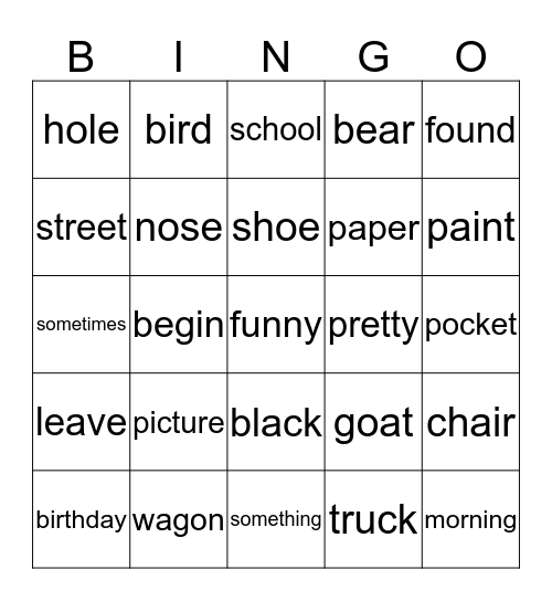 Level 4 Bingo Card