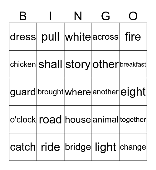 Level 5 Bingo Card