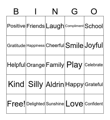 Happiness Bingo Card
