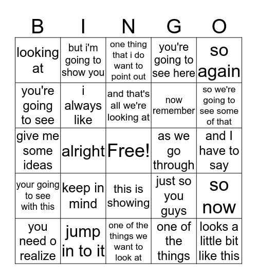 Roerick quotes Bingo Card