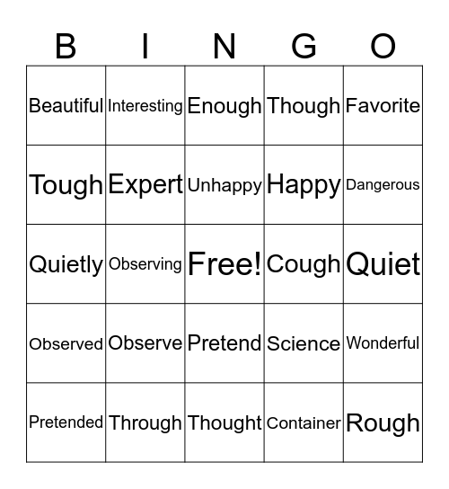 Word Bingo 4th Grade  Bingo Card