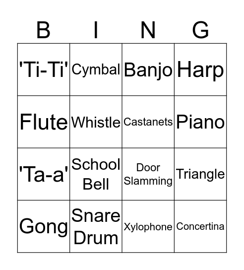 Music BINGO Card