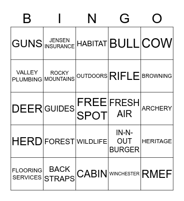 SCHEELS RMEF BINGO Salt Lake Chapter Bingo Card