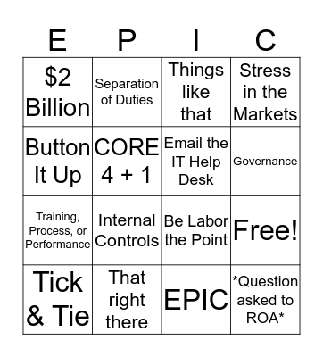 FCV Huddle Bingo Card