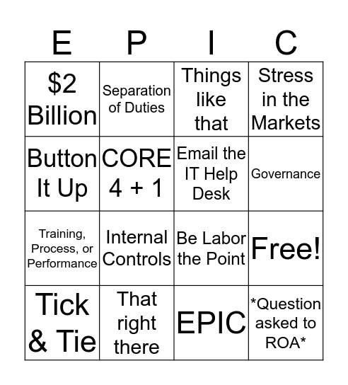 FCV Huddle Bingo Card