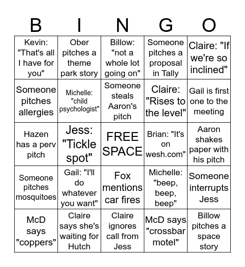 Morning Meeting Bingo Card