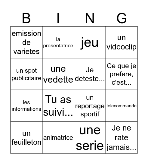 Ch. 9, Section 2 vocabulary Bingo Card