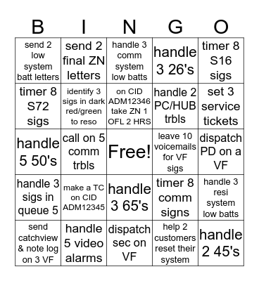 Week 1 Bingo Card