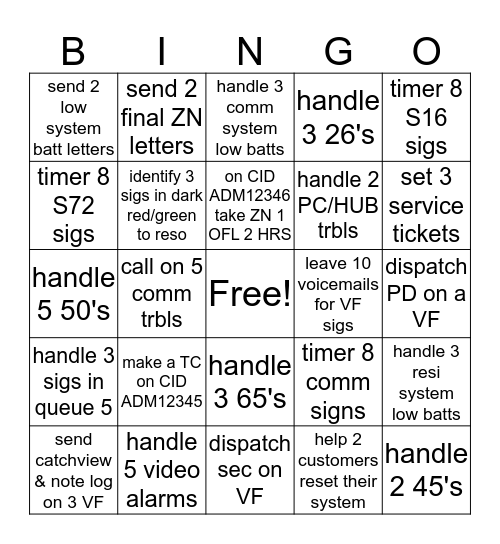 Week 1 Bingo Card