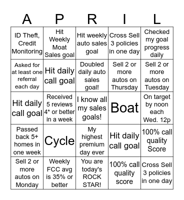 SUCCESS BINGO Card