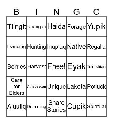 Alaska Native People Bingo Card