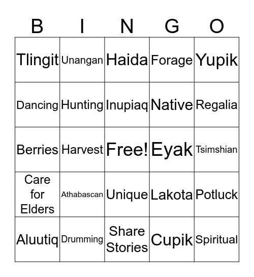 Alaska Native People Bingo Card