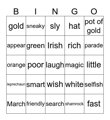 St. Patrick's Day  Bingo Card