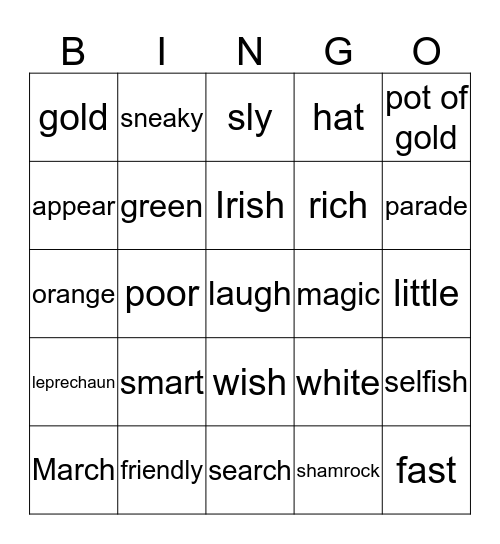 St. Patrick's Day  Bingo Card