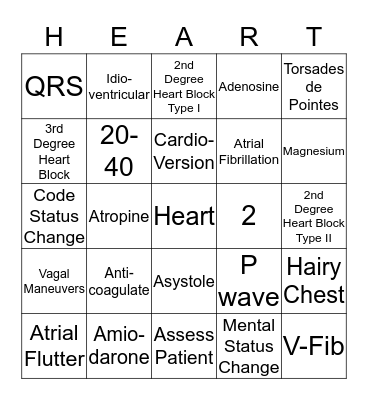 EKG BINGO Card