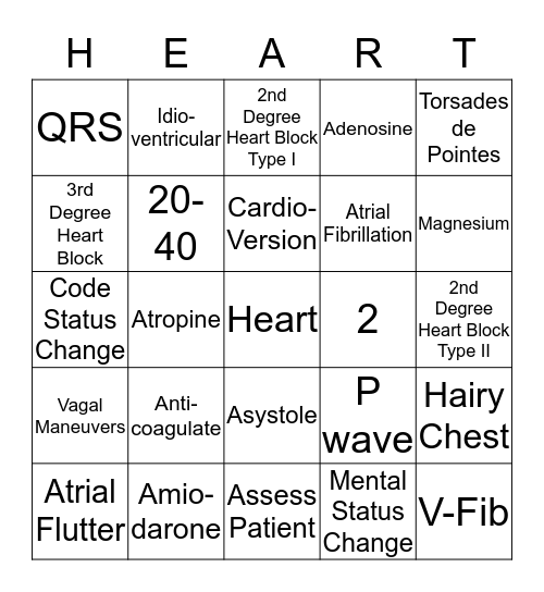 EKG BINGO Card