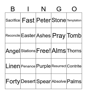 LENT Bingo Card