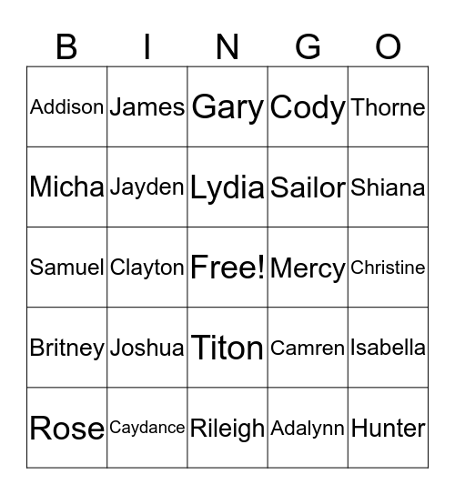 WINNINGHAM BINGO Card