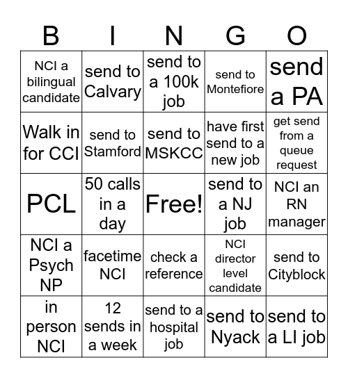 HC Bingo Card