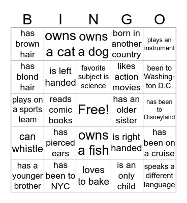 Facts aBout Friends Bingo Card