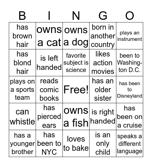 Facts aBout Friends Bingo Card
