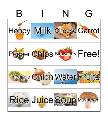 Food Bingo Card