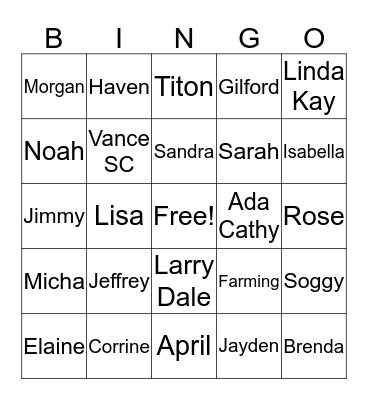 WINNINGHAM BINGO Card