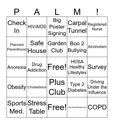 PSHS Wellness Fair 2019 Bingo Card