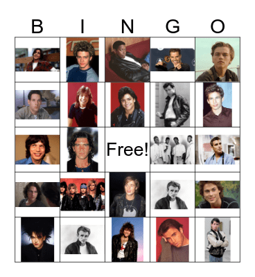 Hollywood Heart-throbs Bingo Card