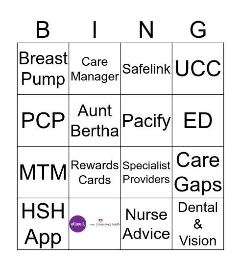 HSH Benefit Bingo Card