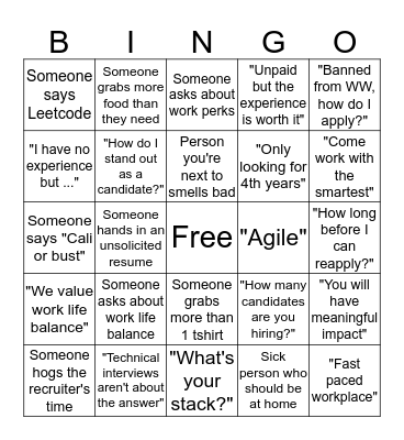 Waterloo Works Employer Info Session Bingo Card