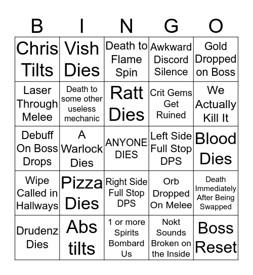 Opulence Bingo Card
