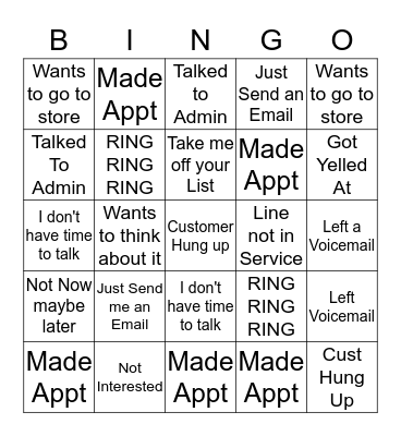 BLITZ BINGO Card