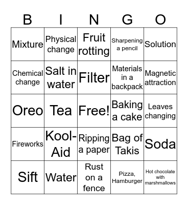 Matter Bingo Card