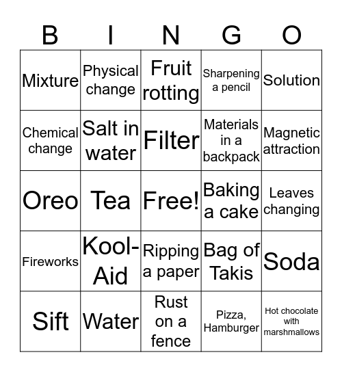 Matter Bingo Card