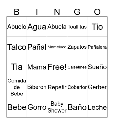 Baby Bingo Card