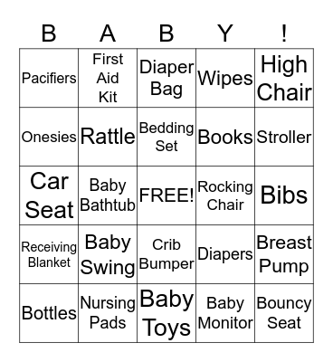 Jessie & Josh's Baby Shower Bingo Card