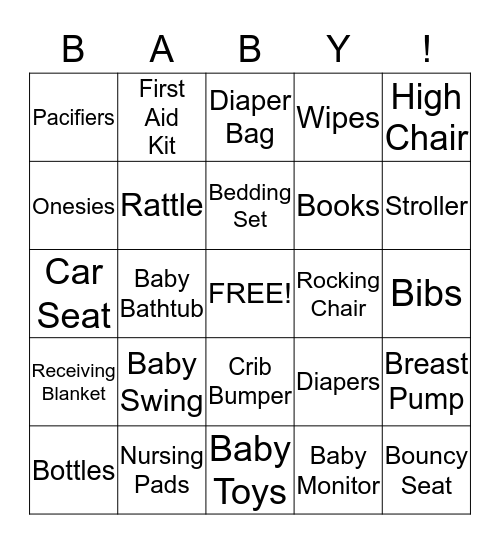 Jessie & Josh's Baby Shower Bingo Card