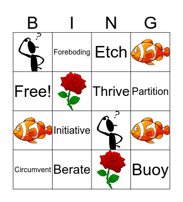 Words of the Week 8/11-8/15 Bingo Card