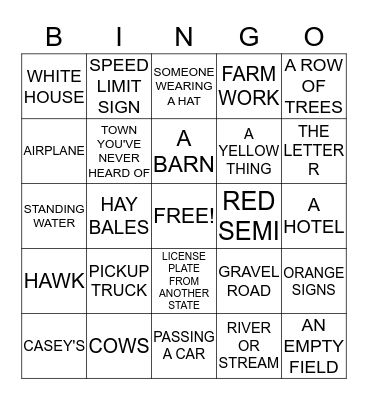 IOWA BINGO Card