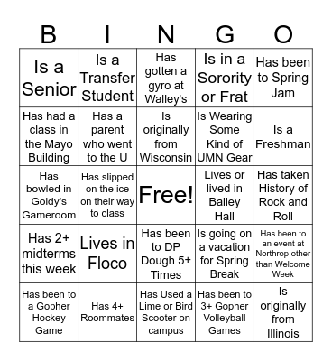 IISE Bingo Icebreaker Bingo Card