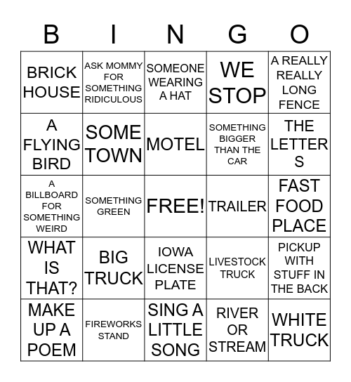 MISSOURI BINGO Card