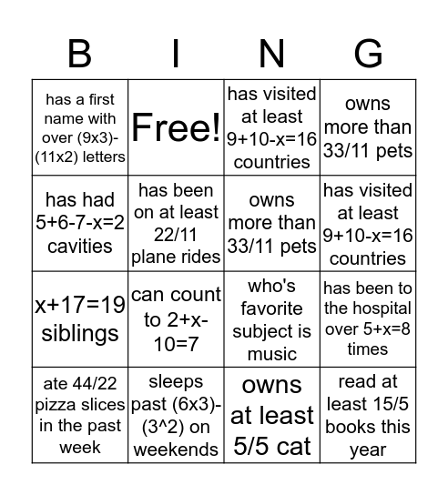 Find someone who:  Bingo Card