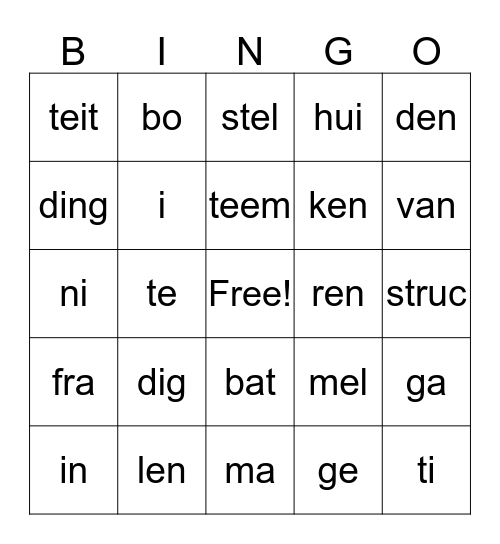 Over taal blok 3 Bingo Card
